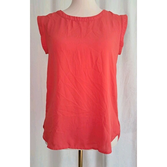 J.Crew Size 0 Red-Orange Sleeveless Drapey Lightweight Top A6293 Relaxed Fit - Picture 1 of 10